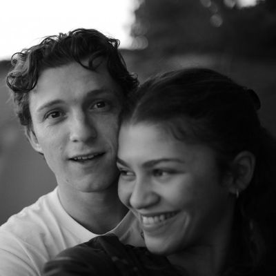 Zendaya Maree Stoermer and Tom Holland posing for a photo shoot. 